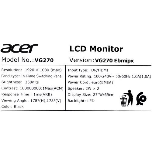 27МониторAcerNitroVG270Ebmipxчерный_9_9068109