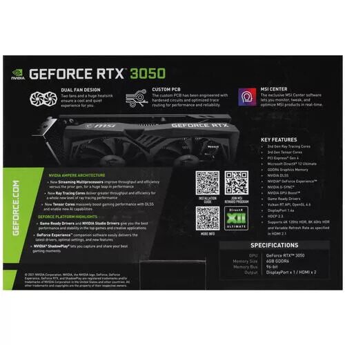 Видеокарта MSI GeForce RTX 3050 GAMING X [912-V812-024]