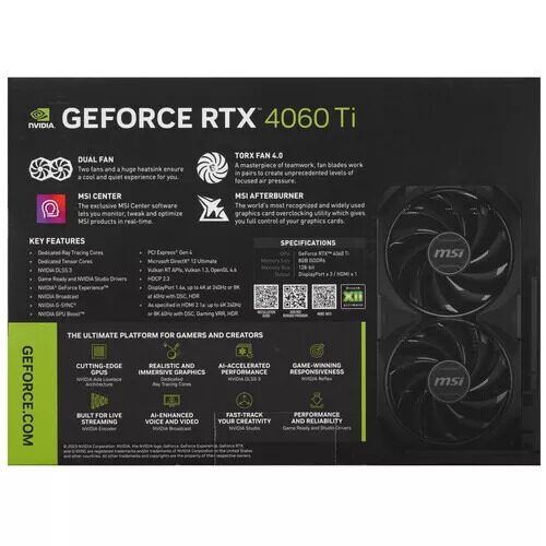 ВидеокартаMSIGeForceRTX4060TiVENTUS3XE1[GeForceRTX4060Ti8GVENTUS3XE1]_9_5472369