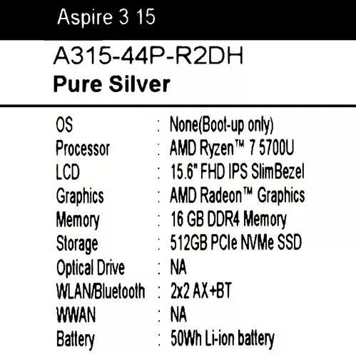 156НоутбукAcerAspire3A315-44P-R2DHсеребристый_10_5436510