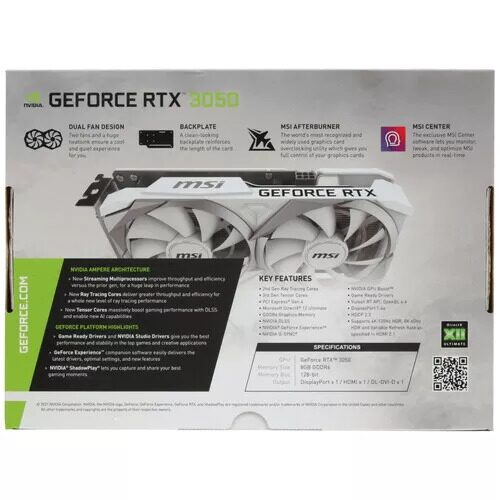 ВидеокартаMSIGeforceRTX3050VENTUS2XXSWHITEOC[RTX3050VENTUS2XXSWHITE8GOC]_2_5480293