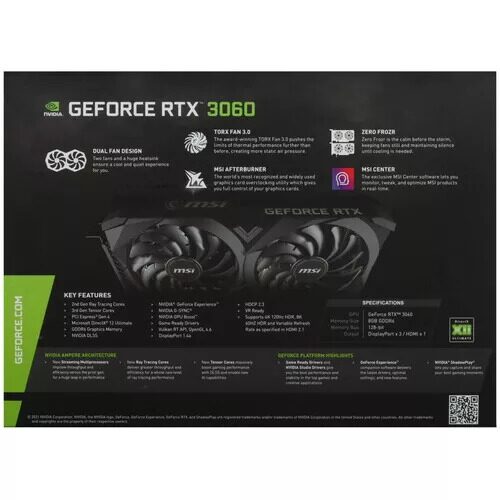 ВидеокартаMSIGeForceRTX3060VENTUS2XOC[RTX3060VENTUS2X8GOC]_6_5460235