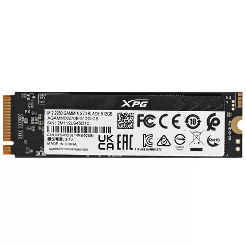 512 ГБ M.2 NVMe накопитель ADATA XPG GAMMIX S70 BLADE  [AGAMMIXS70B-512G-CS]